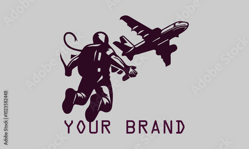 This vector illustration shows a skydiver jumping from a plane with an open parachute. dramatic backdrop. The design is dynamic and captures the sensation of freedom , adventure of this extreme sport