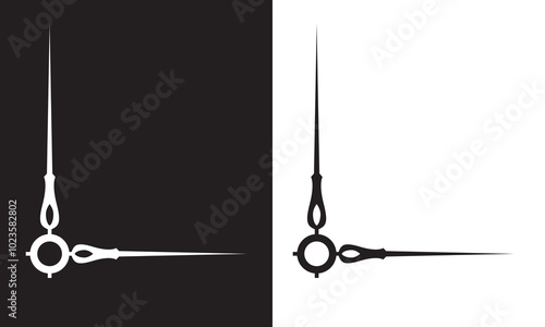 Two short small thin clock hands. isolated on white and black background. Vector illustration EPS 10