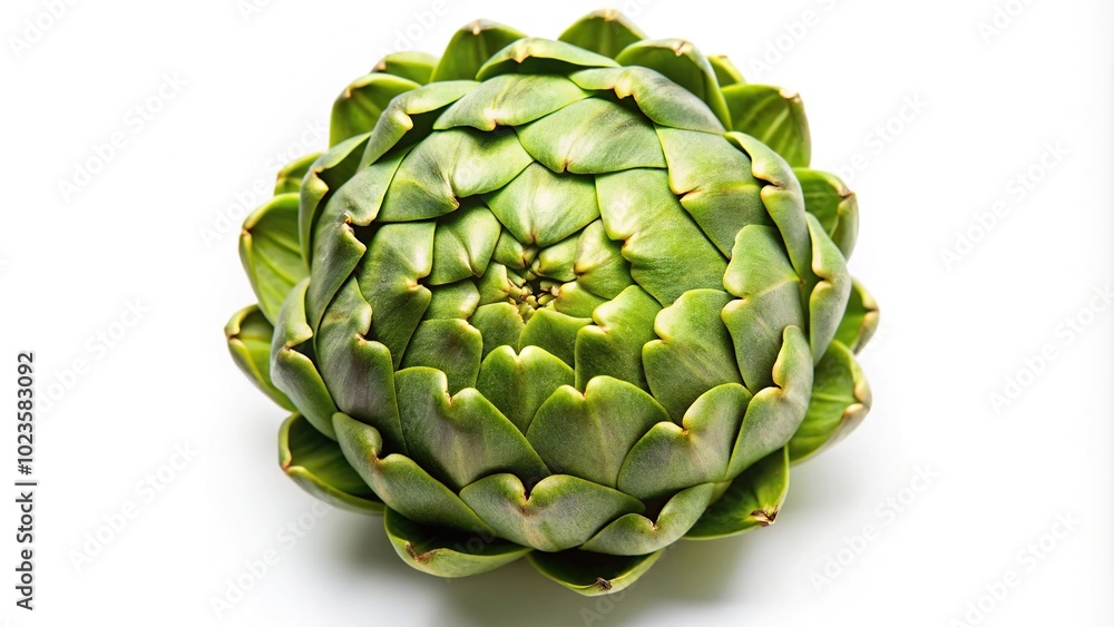 Obraz premium Green artichoke isolated on white background high angle view