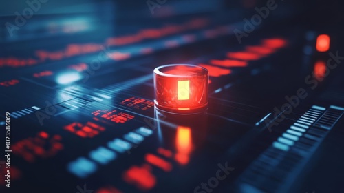 26 Red warning light on a financial dashboard, symbolizing imminent debt crisis photo