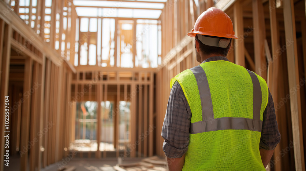 Male builder in a hard hat on the background of a construction site. A construction worker. Concept of hard work and craftsmanship. Construction, repair Male builder in a hard hat on the background of a construction site. A construction worker. Concept of hard work and craftsmanship. Construction, repair