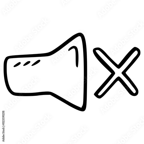 mute with cross symbol hand drawn doodle outline icon