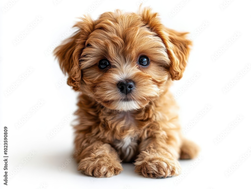 smiling maltipoo puppy with fluffy teddy coat, playfully gazing at the viewer with a cute expression against a clean white background, capturing the adorable essence of this beloved breed smiling maltipoo puppy with fluffy teddy coat, playfully gazing at the viewer with a cute expression against a clean white background, capturing the adorable essence of this beloved breed