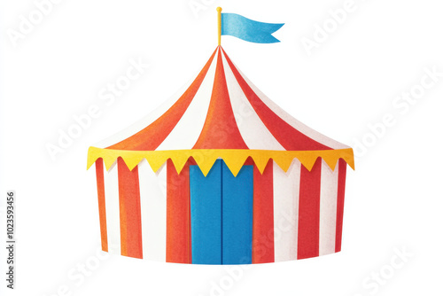 Colorful circus tent waving in the wind with its entrance closed