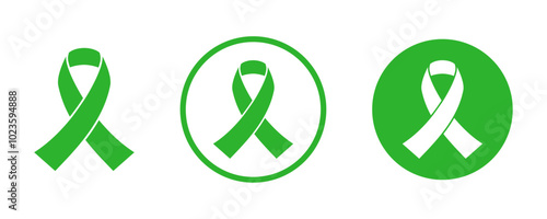 Mental health awareness ribbon icon set