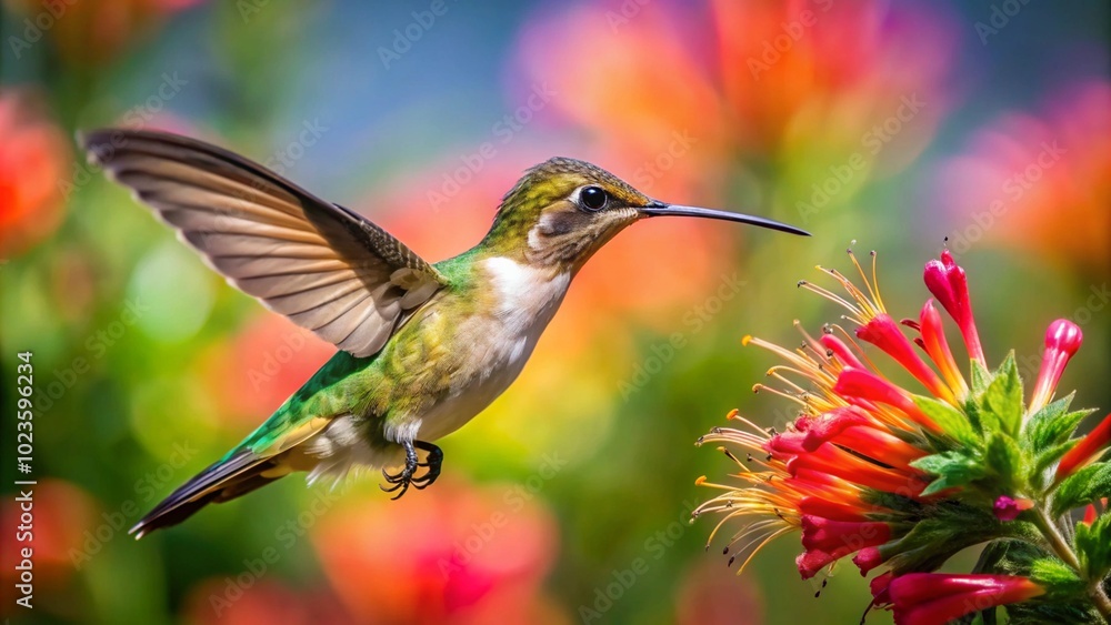 Fototapeta premium hummingbird feeding on a flower
