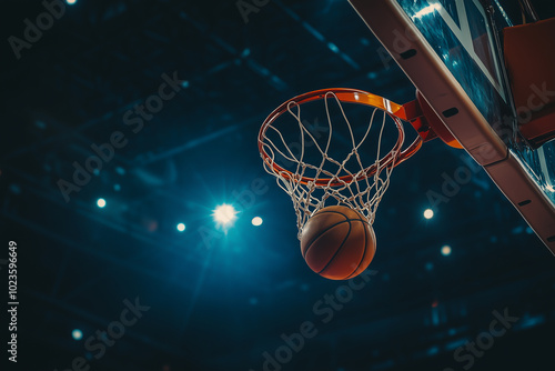 Wallpaper Mural A basketball is in the air, about to go through a hoop Torontodigital.ca