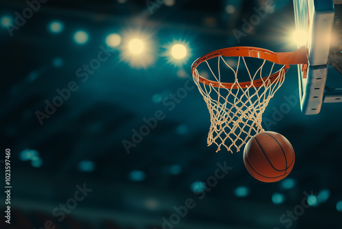 Wallpaper Mural A basketball is in the air, about to go through a hoop Torontodigital.ca