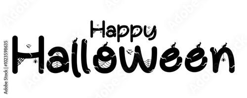 Happy Halloween black vector brush calligraphy banner