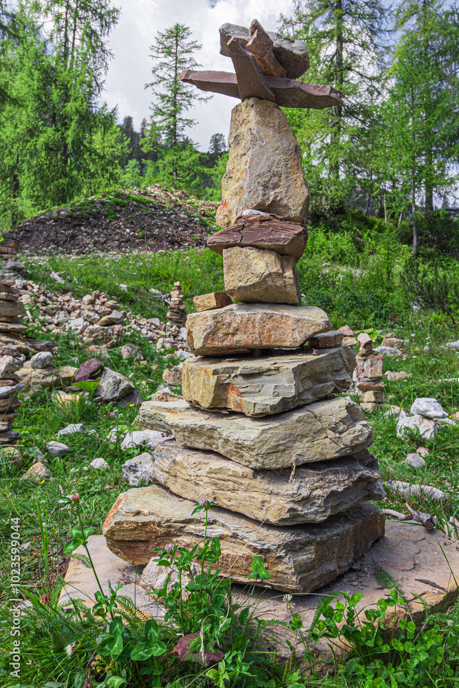 Fototapeta premium Stack of stones in forest