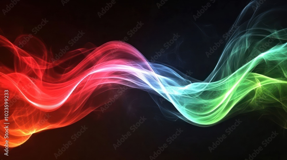 Obraz premium Colorful swirling smoke patterns on a dark background, creating an abstract visual effect.