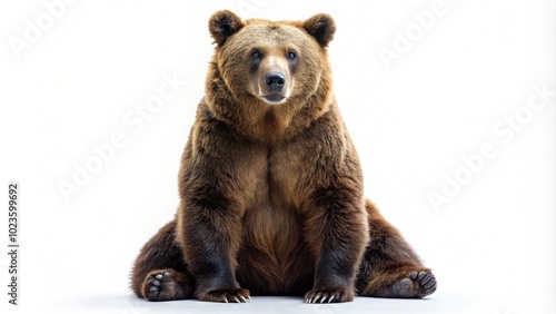 Wallpaper Mural Brown Grizzly Bear Sitting on White Background – Wildlife Animal Portrait isolated on white background Torontodigital.ca