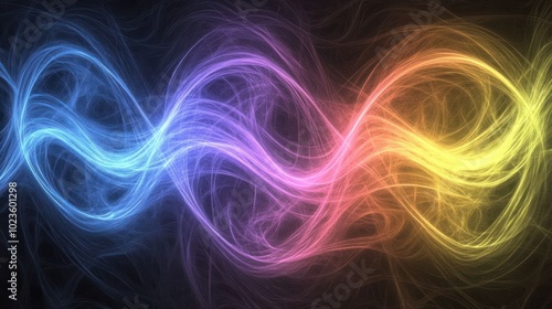 Abstract waves of color in blue, pink, and yellow, creating a dynamic visual effect.