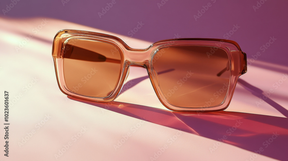 Retro sunglasses on light pastel background with bright colors and shadows Retro sunglasses on light pastel background with bright colors and shadows
