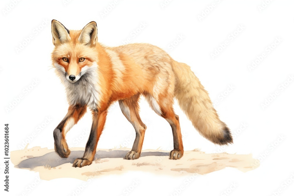Obraz premium Fox walking wildlife drawing animal.