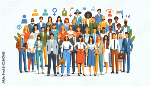 Flat Isolated Group of Diverse People Icons for Diversity and Inclusion - Vector Design for Human Rights Day Infographic