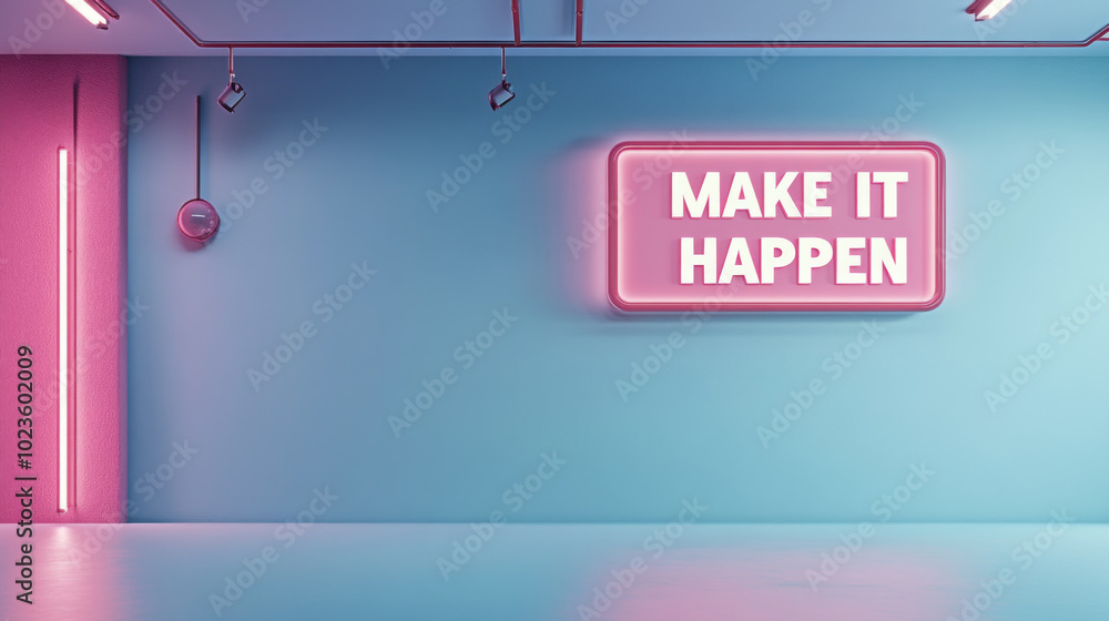 Sign with motivational message Make It Happen on background Sign with motivational message Make It Happen on background