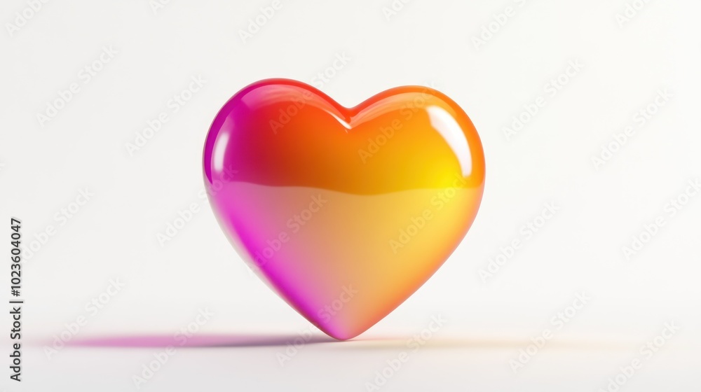 A Gradient-Colored Heart Shaped Object Isolated on a White Background A Gradient-Colored Heart Shaped Object Isolated on a White Background