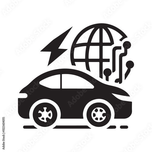 Minimalist car icon vector illustration, Generative Ai