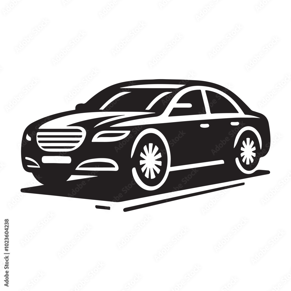 Fototapeta premium Minimalist car icon vector illustration, Generative Ai