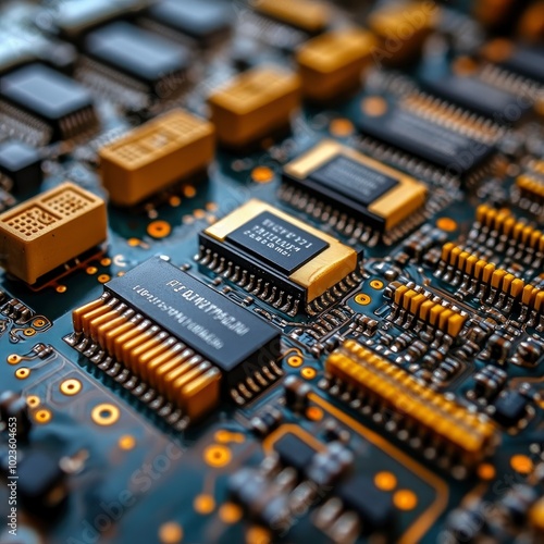 Close Up of a Circuit Board with Integrated Circuits