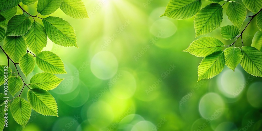 Green leafy background with foreground leaves Green leafy background with foreground leaves