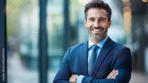 Businessman on a city background