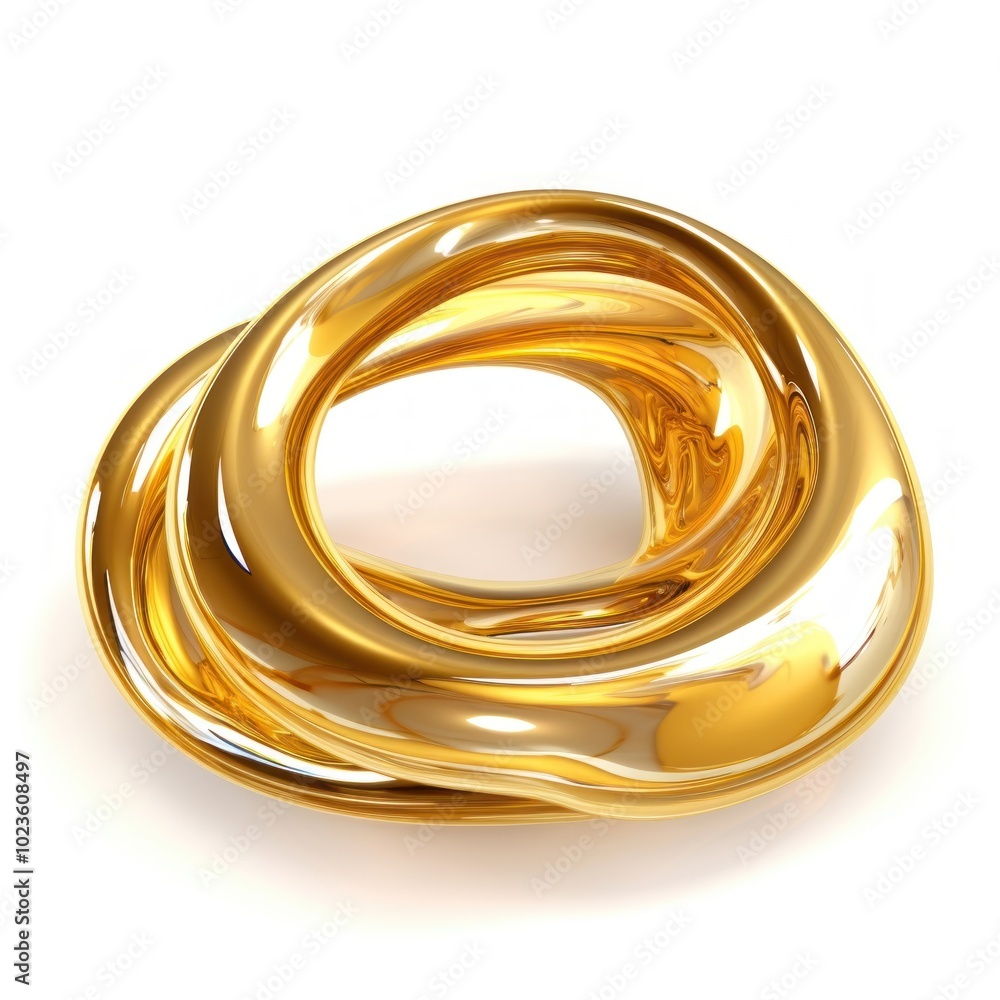 Liquid ring gold jewelry shiny.