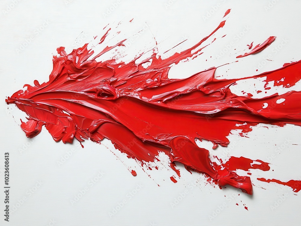 bold red smear of oil paint sprawls across a white canvas, showcasing the texture and fluidity of the medium, evoking creativity and artistic expression in a striking visual bold red smear of oil paint sprawls across a white canvas, showcasing the texture and fluidity of the medium, evoking creativity and artistic expression in a striking visual