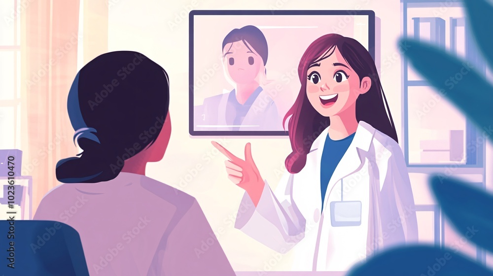 Fototapeta premium Animated Doctor Offering Online Consultation With Patient