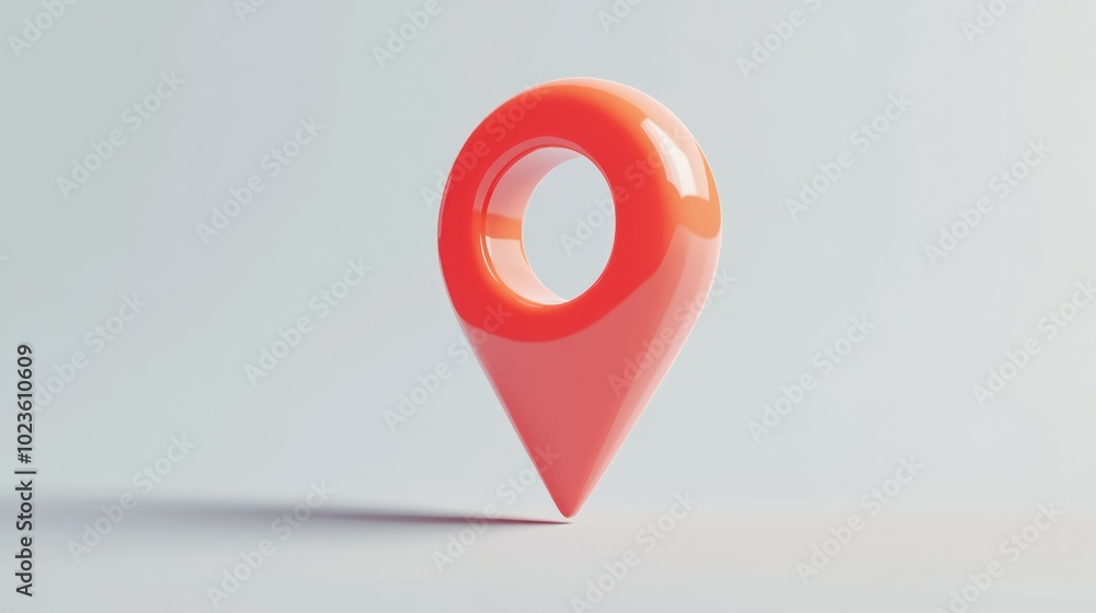 3D Render of a Red Location Pin on a White Background 3D Render of a Red Location Pin on a White Background