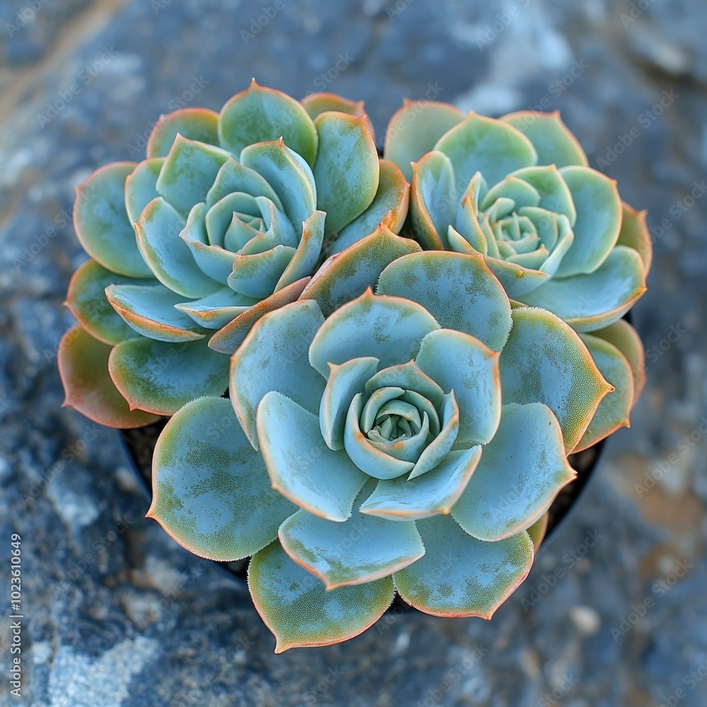 Closeup of Succulents with Blue-Green Leaves and Reddish Edges Closeup of Succulents with Blue-Green Leaves and Reddish Edges