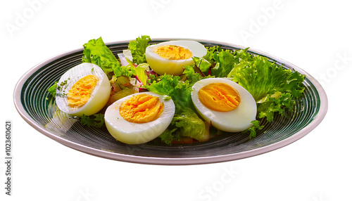 Vibrant Salad with Boiled Egg A Top-View Delight on a Transparent