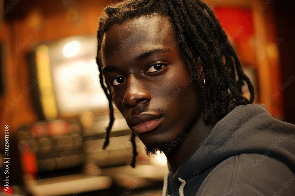 Close-up Portrait of a Young Black Man with Dreadlocks Close-up Portrait of a Young Black Man with Dreadlocks