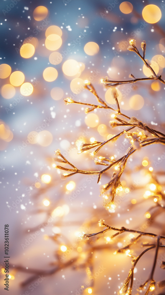 Warm and Cozy Festive New Year Background with Sparkling Ornaments and Lights Warm and Cozy Festive New Year Background with Sparkling Ornaments and Lights