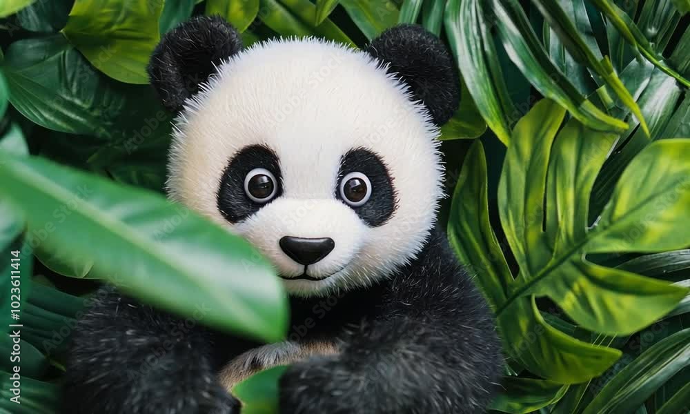Cute Panda in Lush Greenery Cute Panda in Lush Greenery