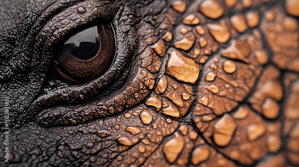 Closeup of a pygmy hippopotamus s textured skin with water droplets glistening, focus on intricate details, macro animal photography, wildlife detail Closeup of a pygmy hippopotamus s textured skin with water droplets glistening, focus on intricate details, macro animal photography, wildlife detail