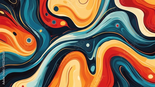 Playful Abstract Pattern With Bold Colors and Swirling Designs