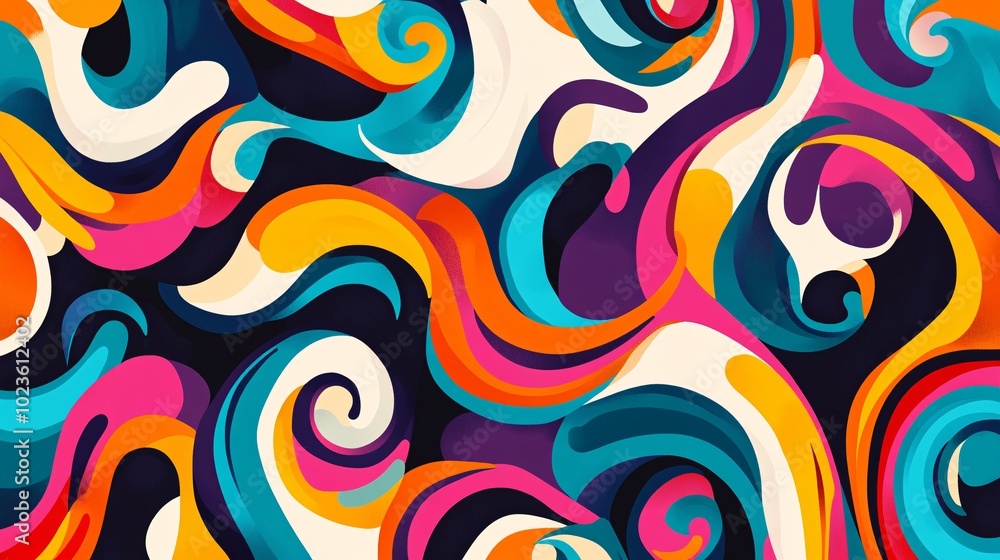Playful Abstract Pattern With Bold Colors and Swirling Design Playful Abstract Pattern With Bold Colors and Swirling Design