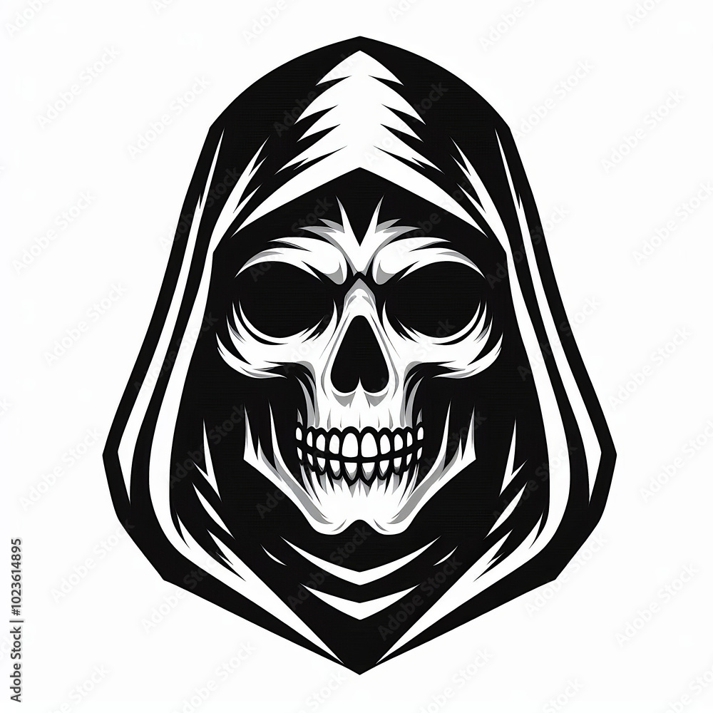simple image of a skull in a hood isolated on a white background, logo or icon style simple image of a skull in a hood isolated on a white background, logo or icon style