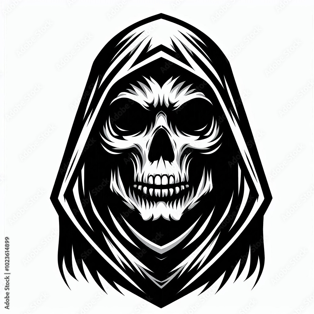 simple image of a skull in a hood isolated on a white background, logo or icon style simple image of a skull in a hood isolated on a white background, logo or icon style