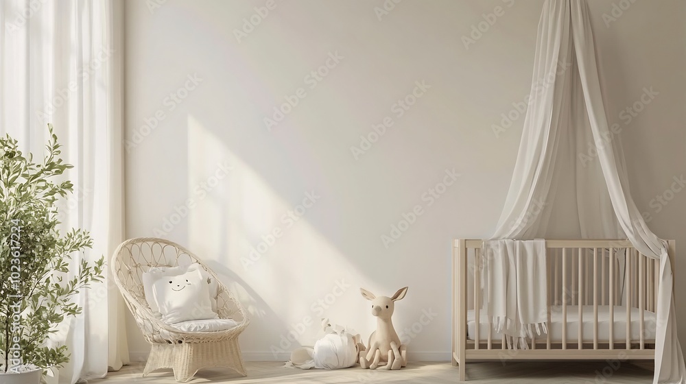 Minimalist Nursery Interior Design with White and Beige Tones Minimalist Nursery Interior Design with White and Beige Tones