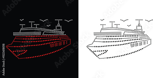 Rhinestone Cruise Ship Design. Template Rhinestone Cruise Rhinestone Cruise Ship Template. Cruise Ship Boat Rhinestone Creative Modern Instant Digital Sketch.