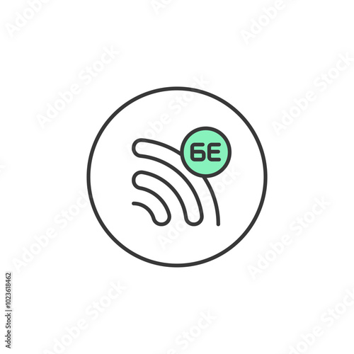 This Wi-Fi 6E icon represents the latest advancement in wireless connectivity, featuring a sleek design with a signal symbol indicating the enhanced capabilities of the new generation standard