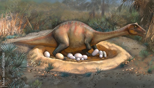 Dinosaur Nesting Site with Maiasaura