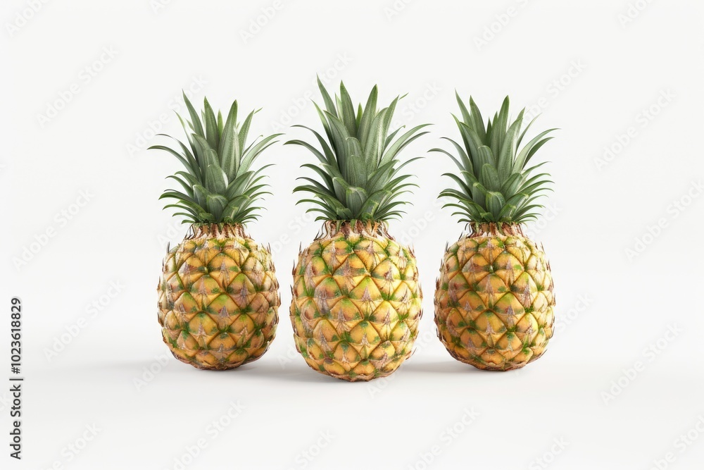 Fresh pineapple slices isolated on white background. Fresh pineapple slices isolated on white background.