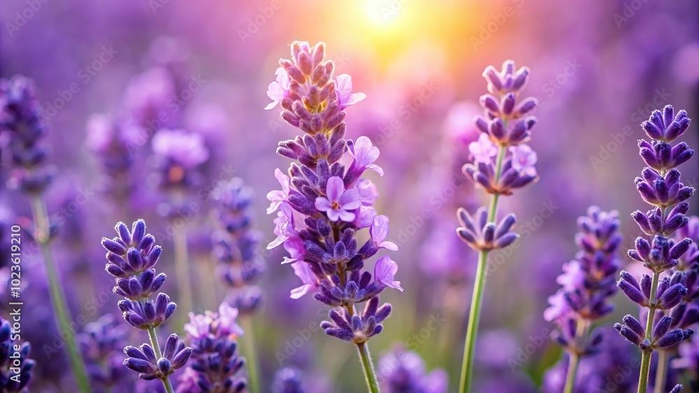 Naklejka premium Lavender flower in full bloom seen up close