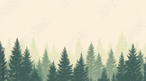 Serene Evergreen Forest Landscape with Mist