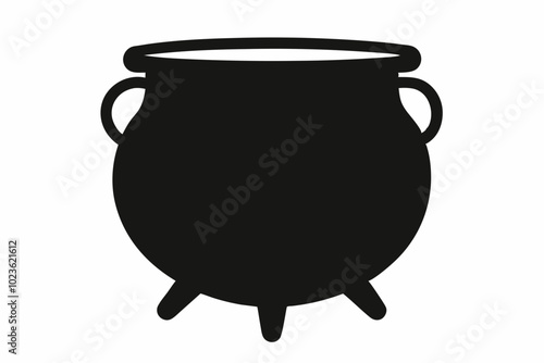 Cauldron silhouette, cauldron vector illustration, Witches black cauldron isolated on vector illustration