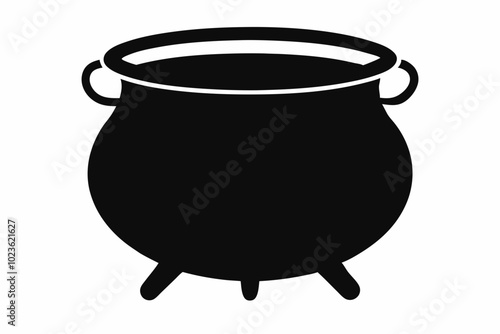 Cauldron silhouette, cauldron vector illustration, Witches black cauldron isolated on vector illustration
